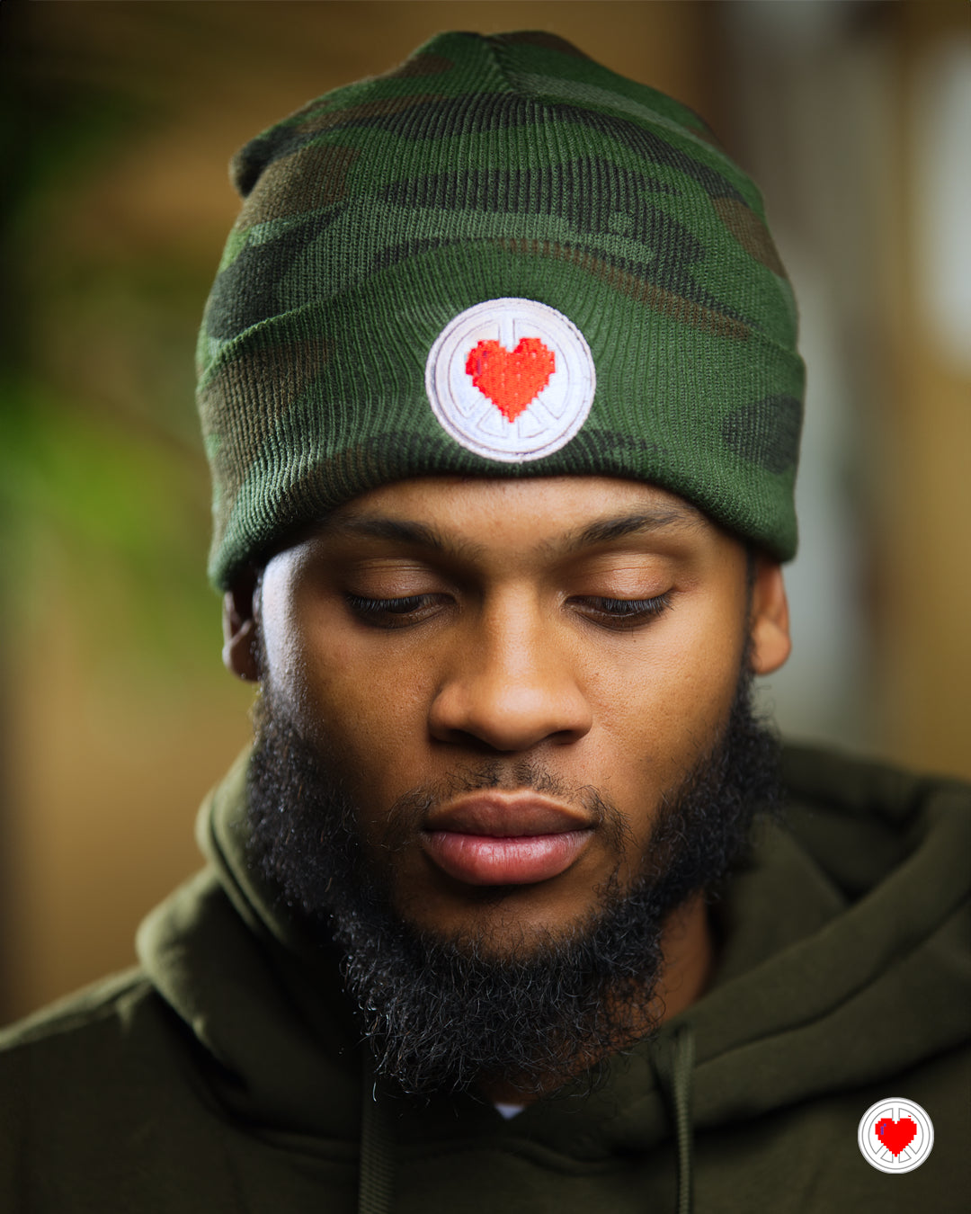 “Unisex Camo Heart Logo Skully”