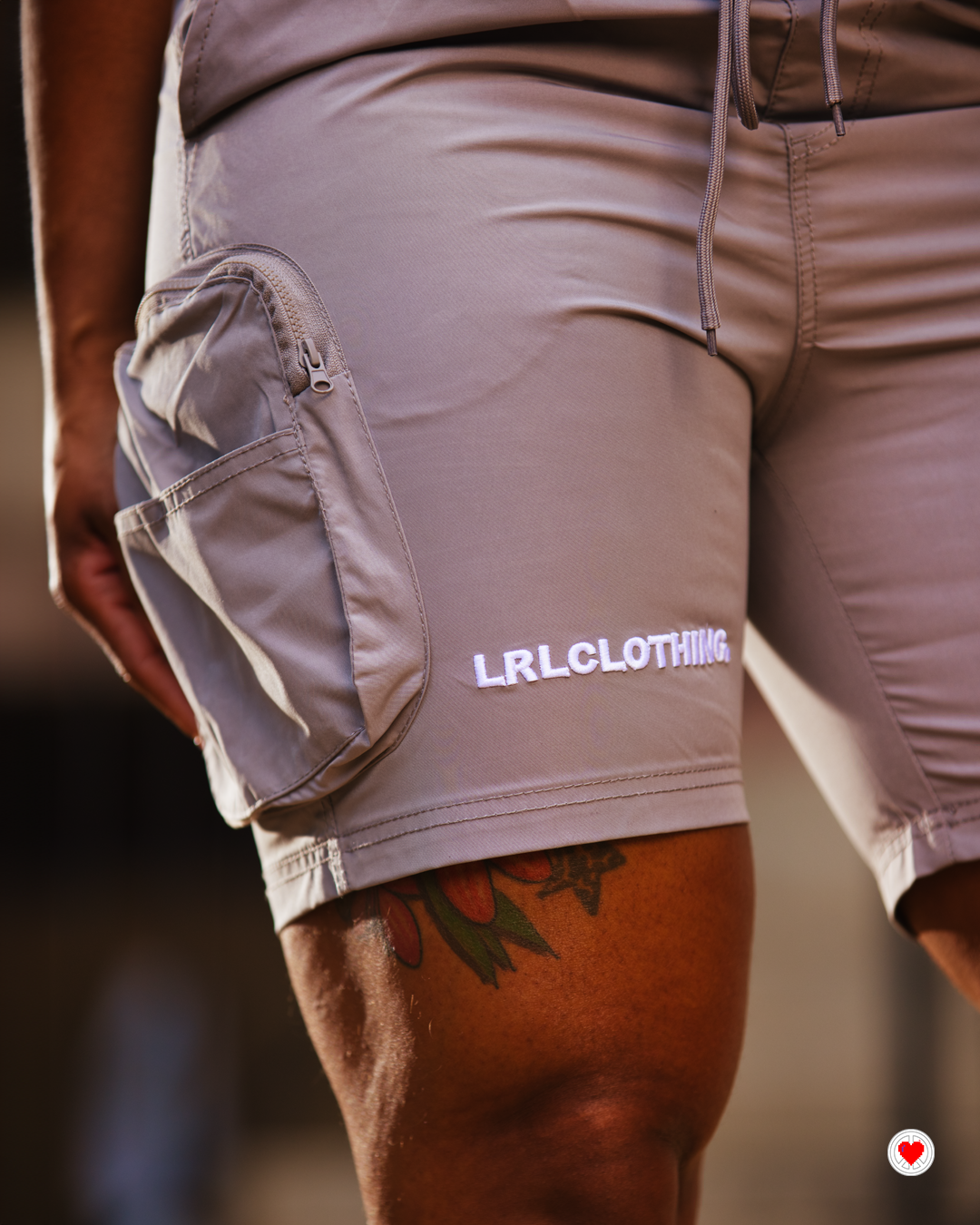 “Unisex Grey Heartlogo Cargo Shorts”
