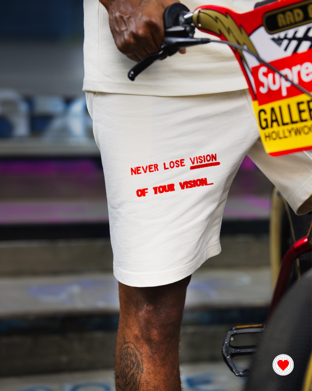 “Unisex Cream & Orange Visionary Shorts”