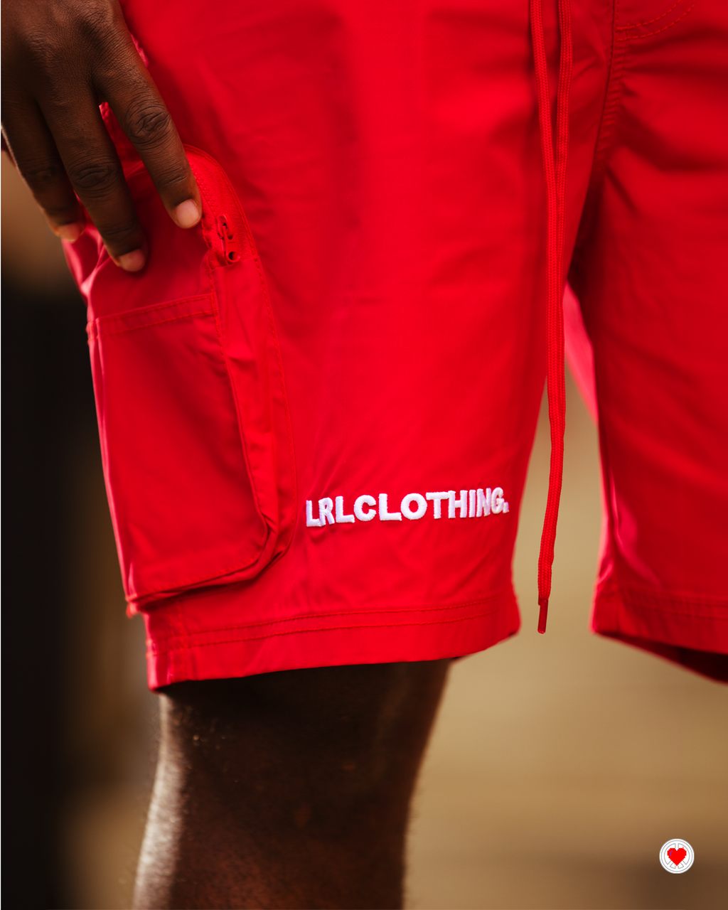 “Unisex Red Heartlogo Cargo Shorts”
