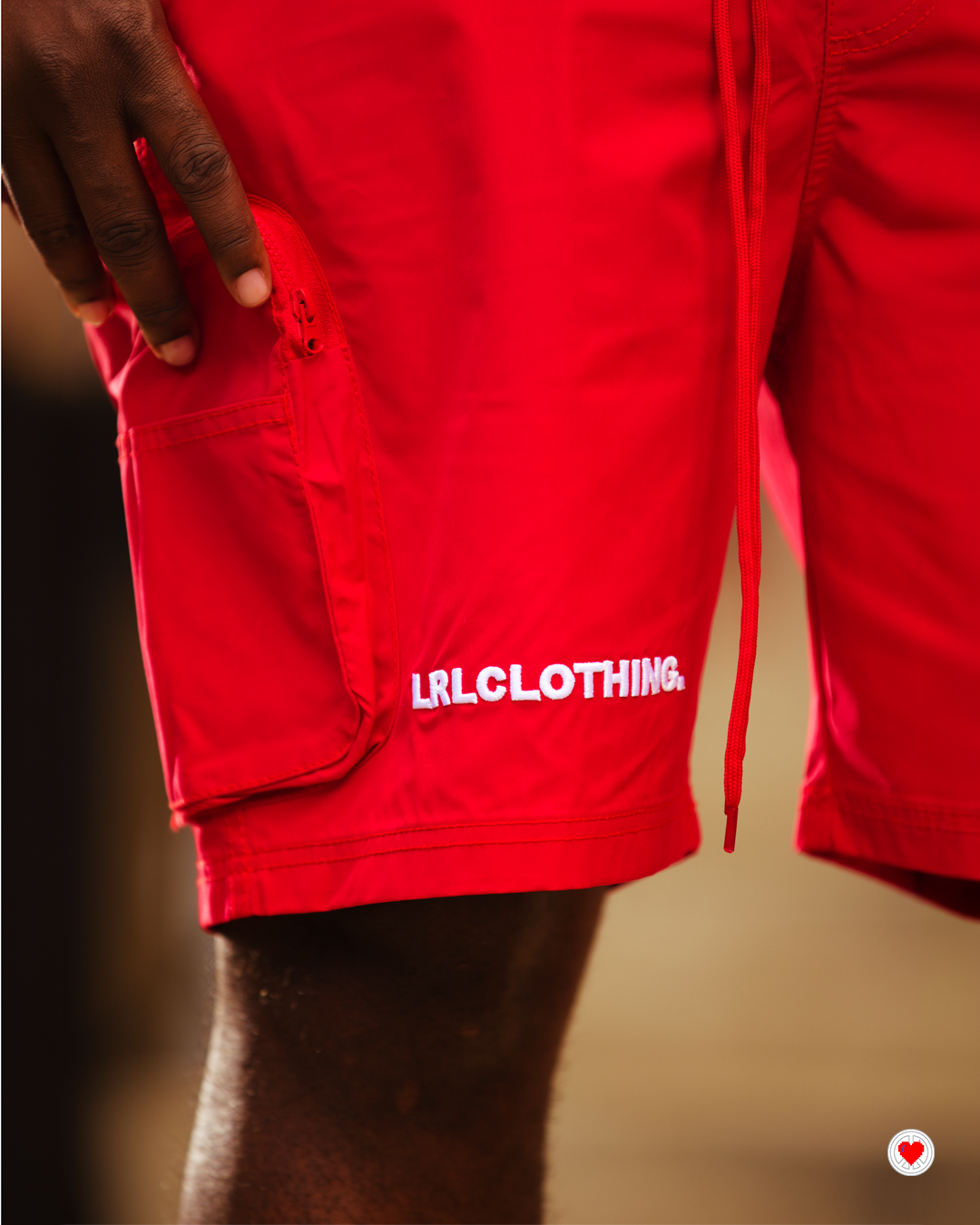 “Unisex Red Heartlogo Cargo Shorts”