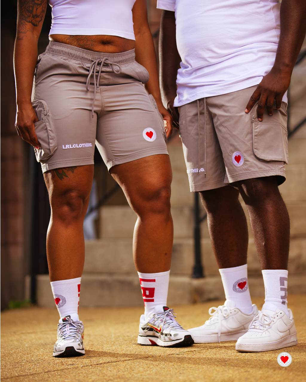 “Unisex Grey Heartlogo Cargo Shorts”