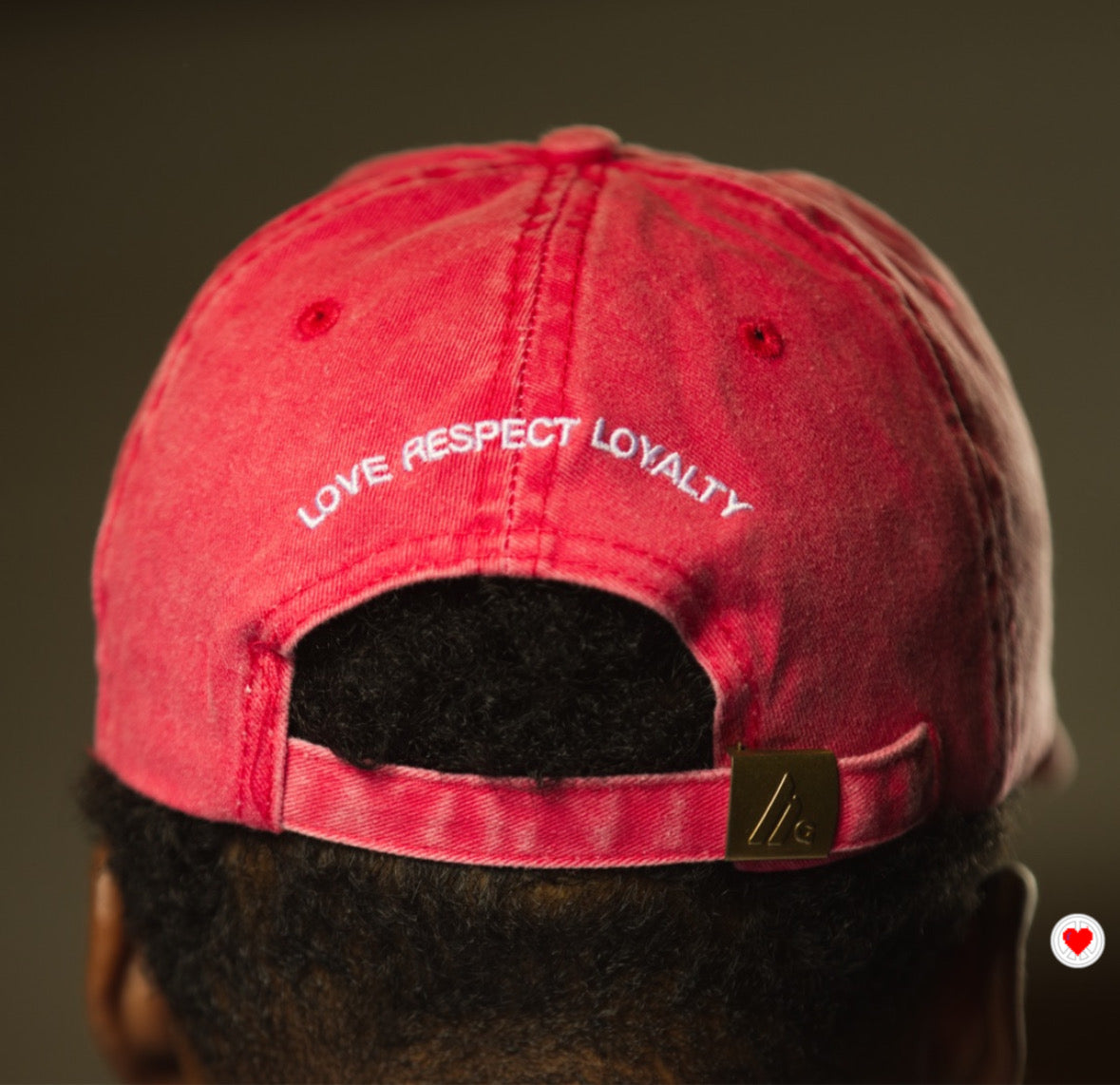 “Unisex Cherry Red Washed Heart Logo Dad  Hat”