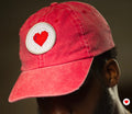 “Unisex Cherry Red Washed Heart Logo Dad  Hat”