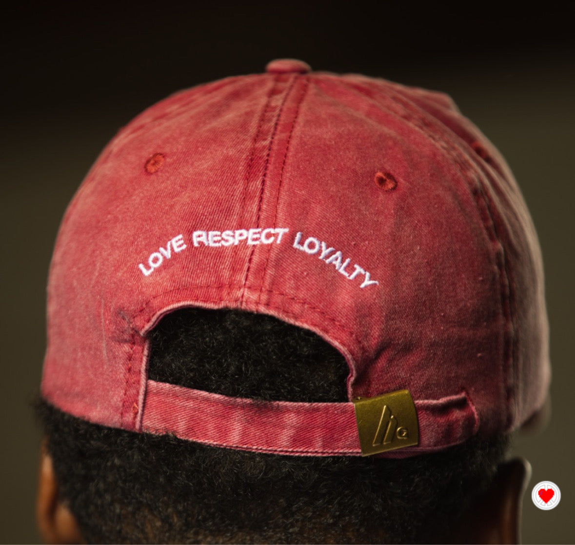 “Unisex Burgundy Washed Heart Logo Dad  Hat”