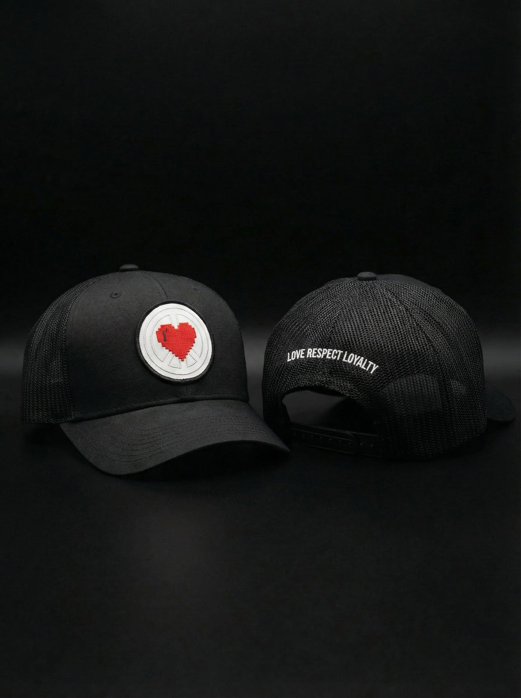 "Unisex Black Heart Logo Trucker"