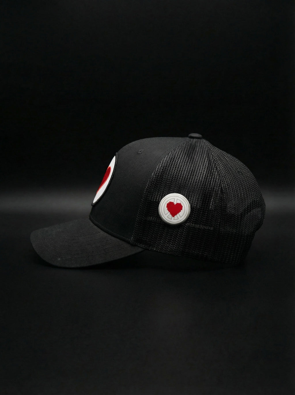 "Unisex Black Heart Logo Trucker"