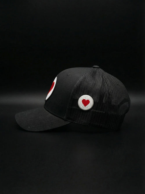 "Unisex Black Heart Logo Trucker"