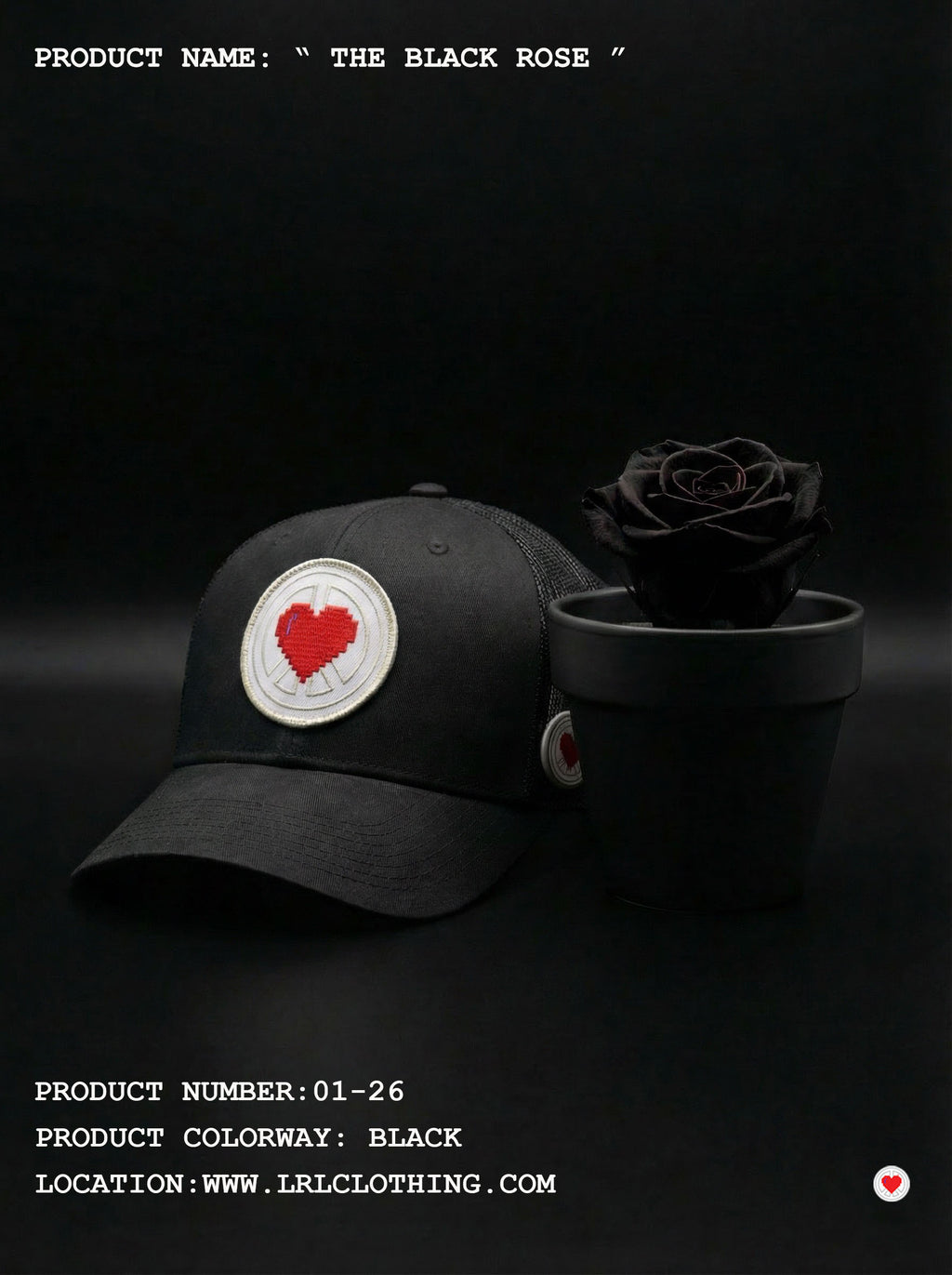 "Unisex Black Heart Logo Trucker"