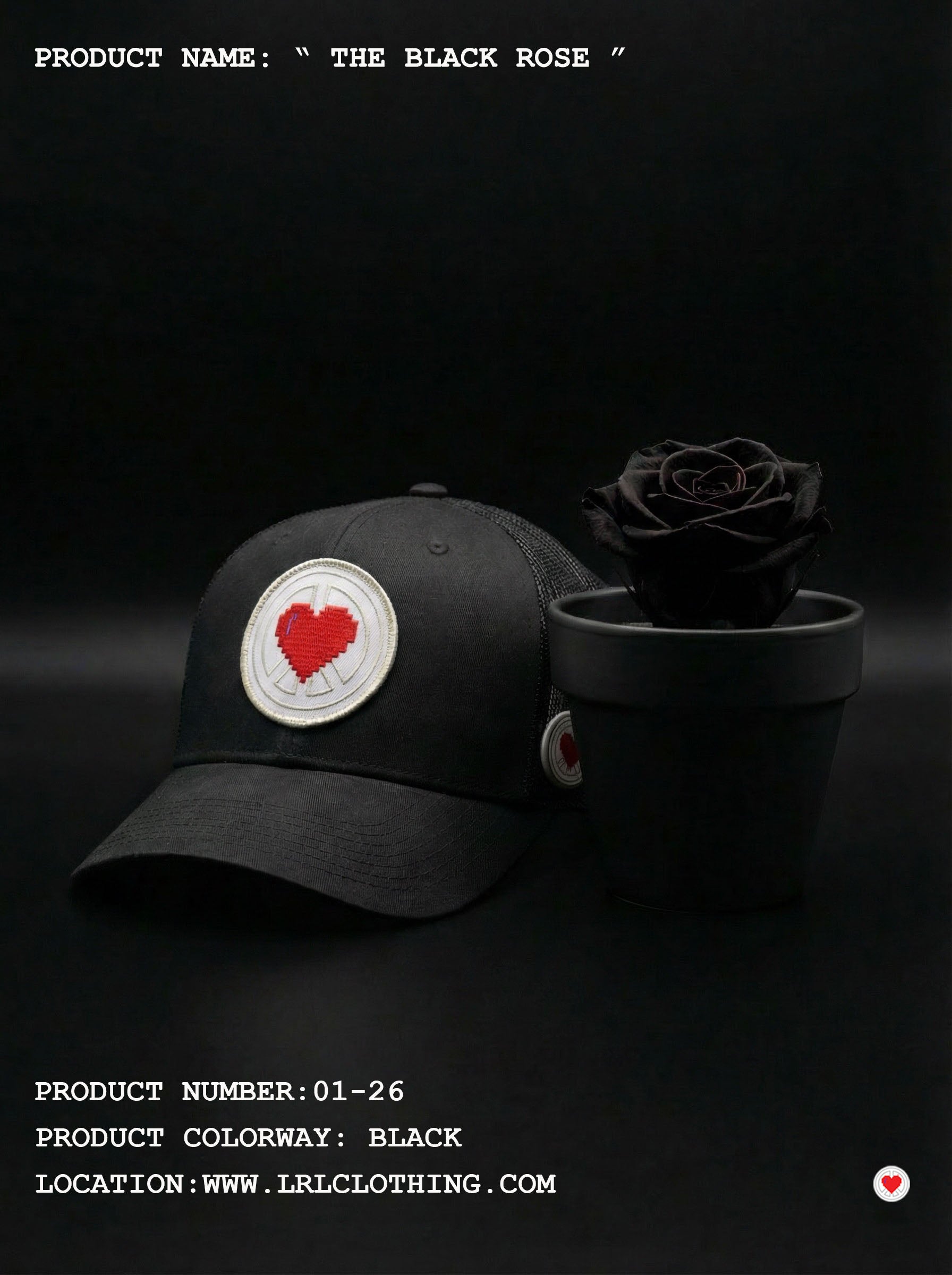 "Unisex Black Heart Logo Trucker"