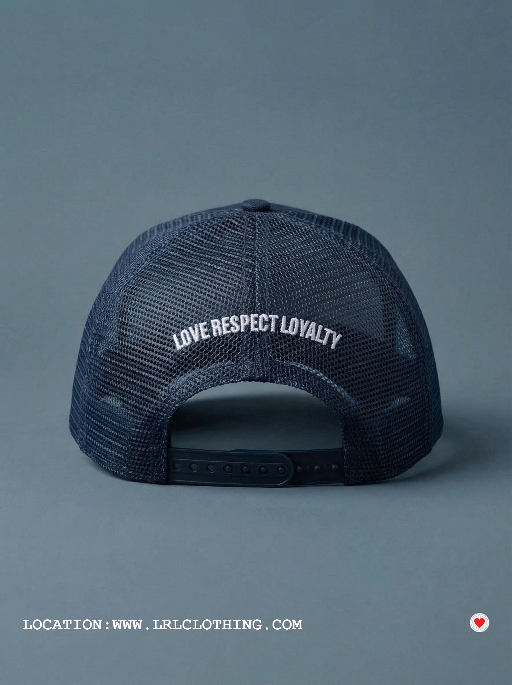 "Unisex Navy Blue Heart Logo Trucker"