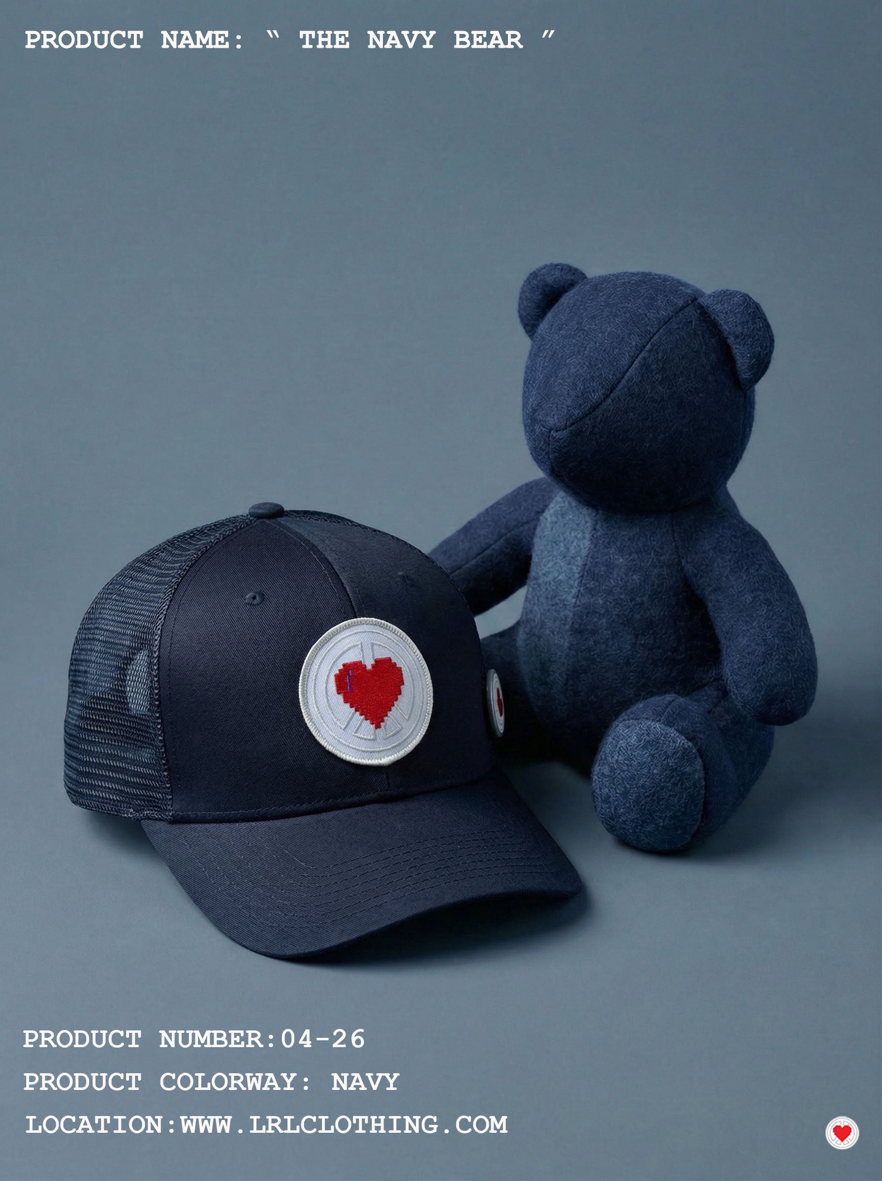 "Unisex Navy Blue Heart Logo Trucker"