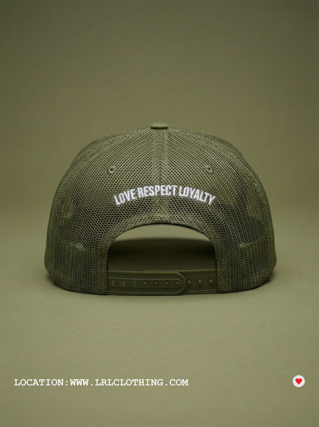 "Unisex Olive Green Heart Logo Trucker"