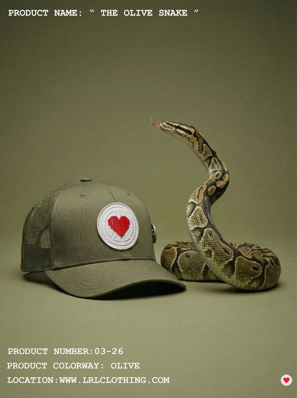 "Unisex Olive Green Heart Logo Trucker"