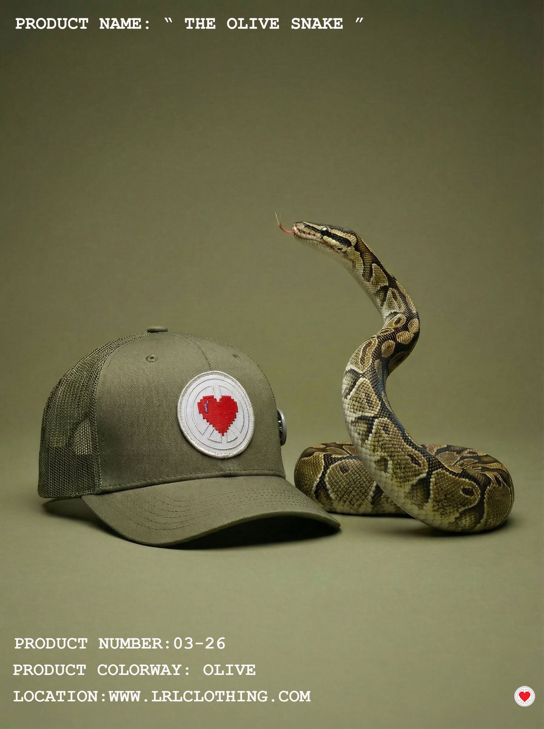 "Unisex Olive Green Heart Logo Trucker"