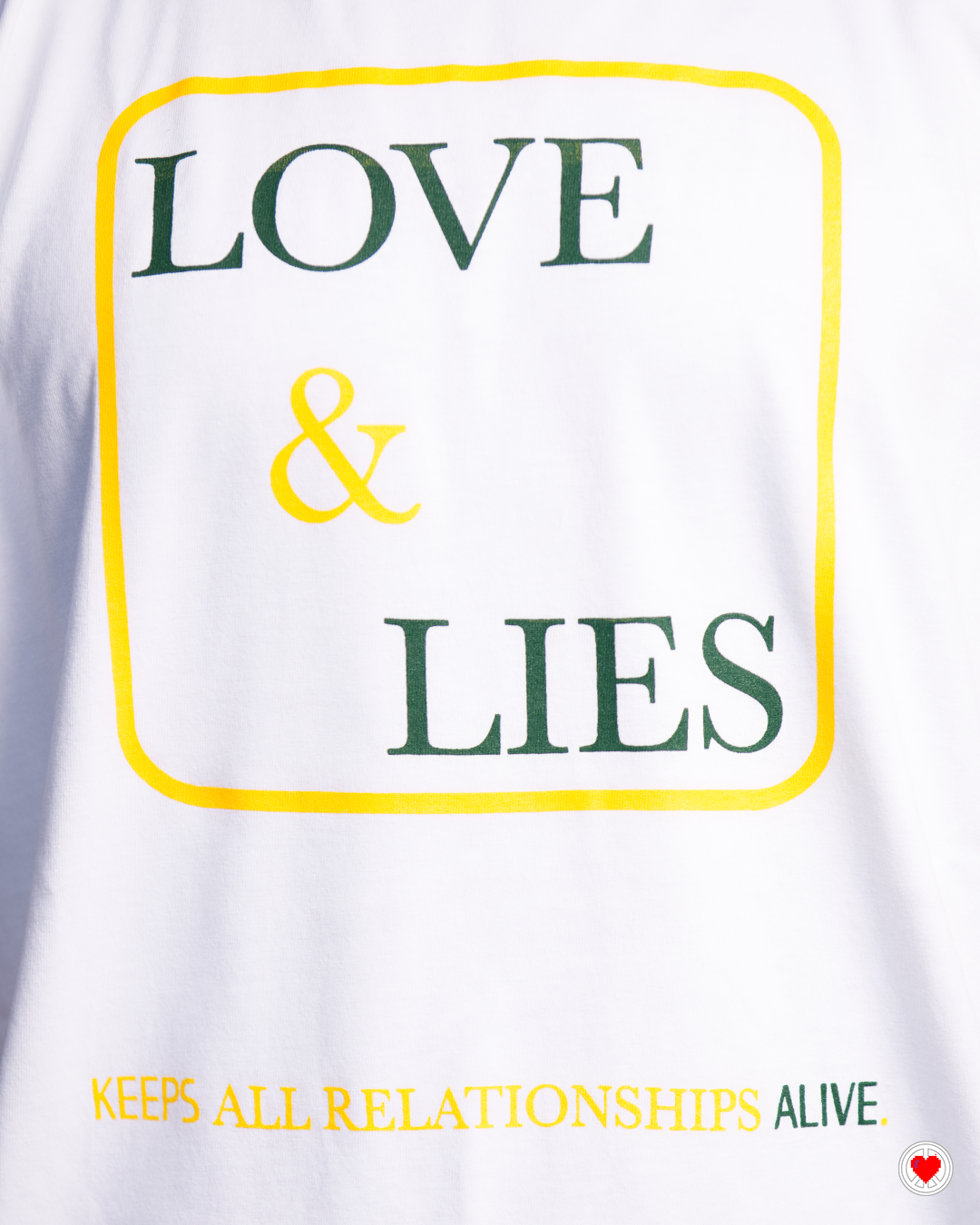 “Unisex Oversized White & Yellow Love & Lies Tee”