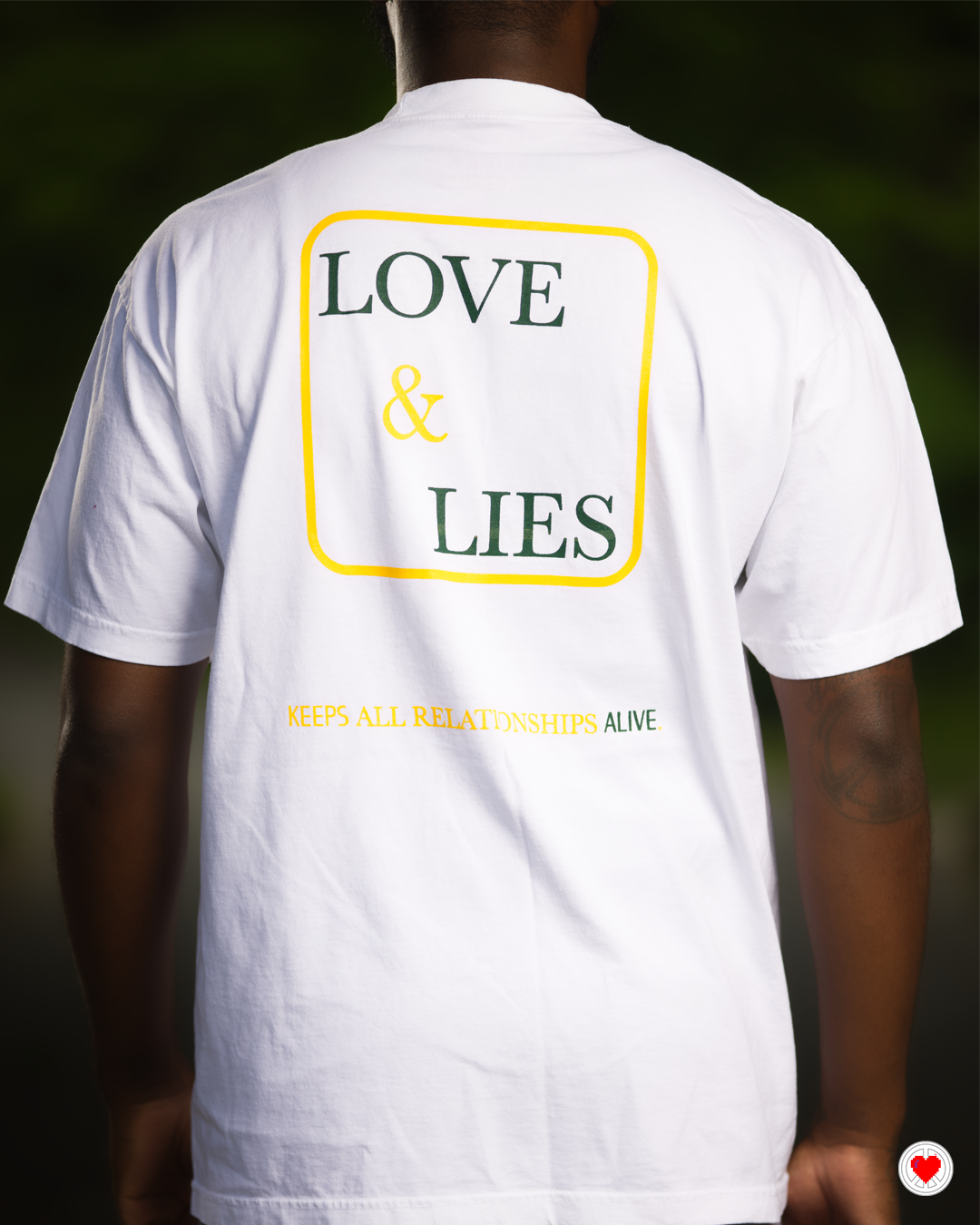 “Unisex Oversized White & Yellow Love & Lies Tee”
