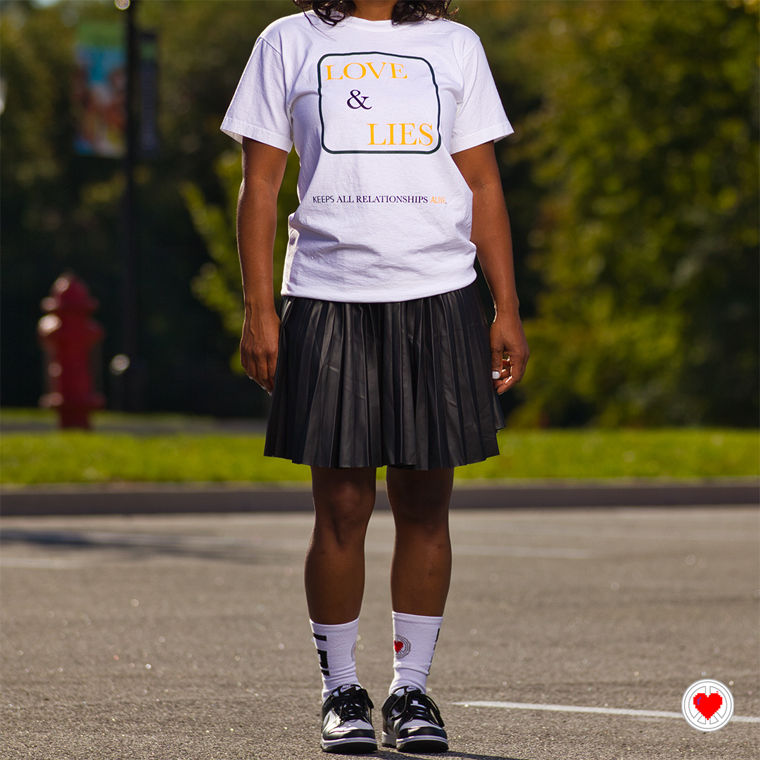 “Unisex Oversized White & Green Love & Lies Tee”