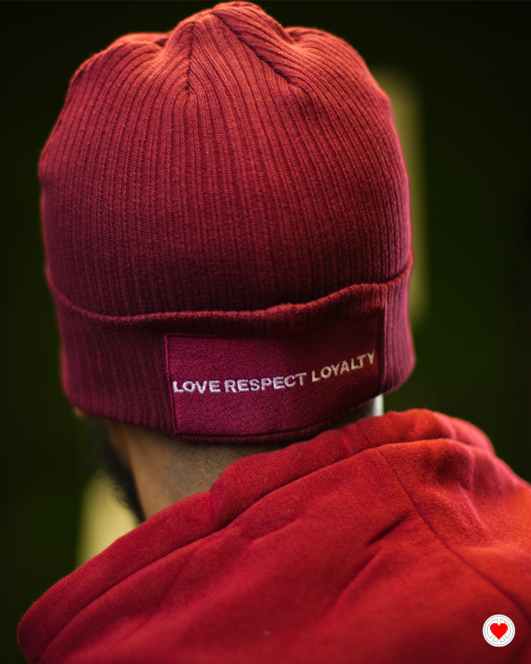 “Unisex Burgundy Heart Logo Skully”