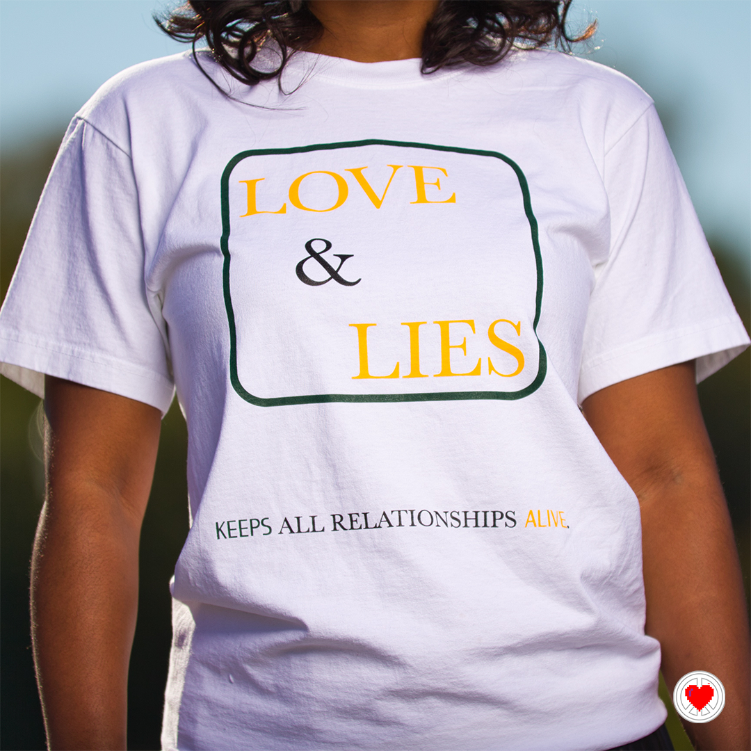 “Unisex Oversized White & Green Love & Lies Tee”