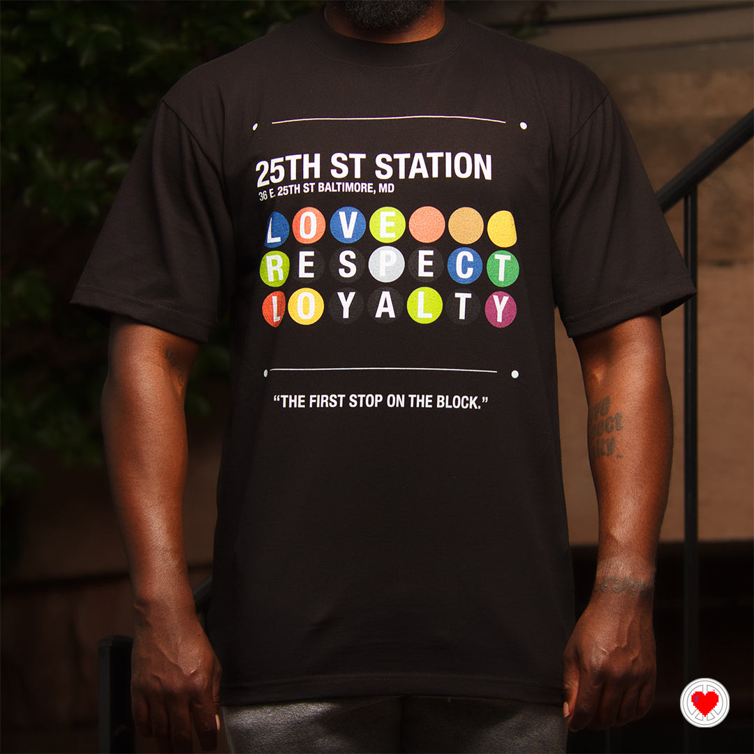 “Unisex Black 25th St Station Tee”