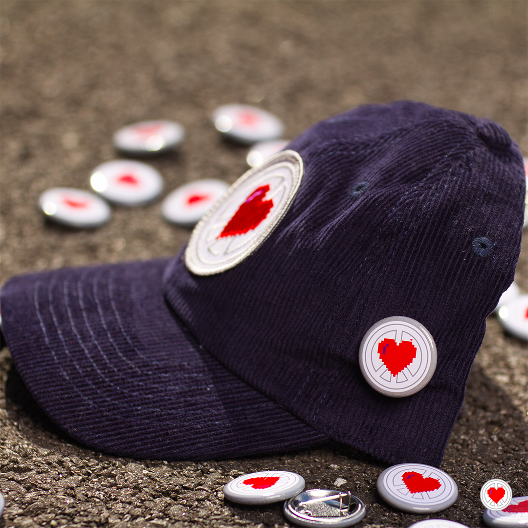 “Unisex Navy Blue Heart Logo Corduroy Hat”