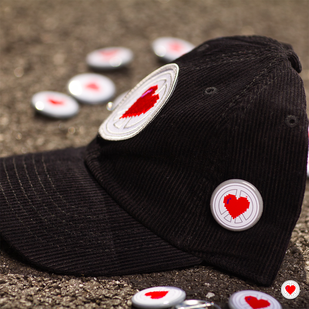 “Unisex Black Heart Logo Corduroy Hat”