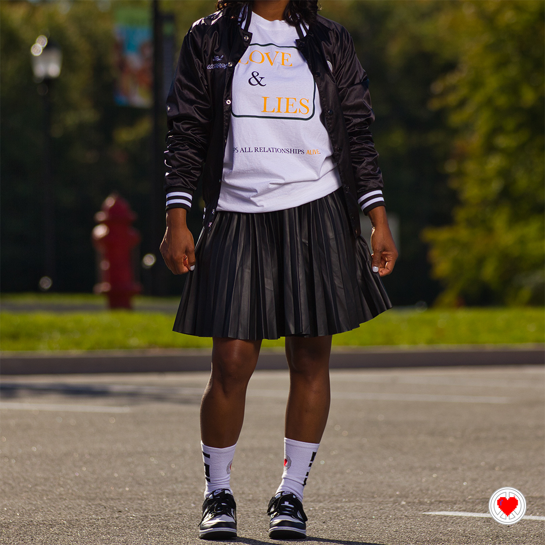 “Unisex Oversized White & Green Love & Lies Tee”